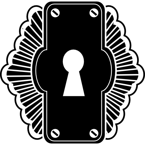 Keyhole in a rectangular vertical shape with ornaments at both sides